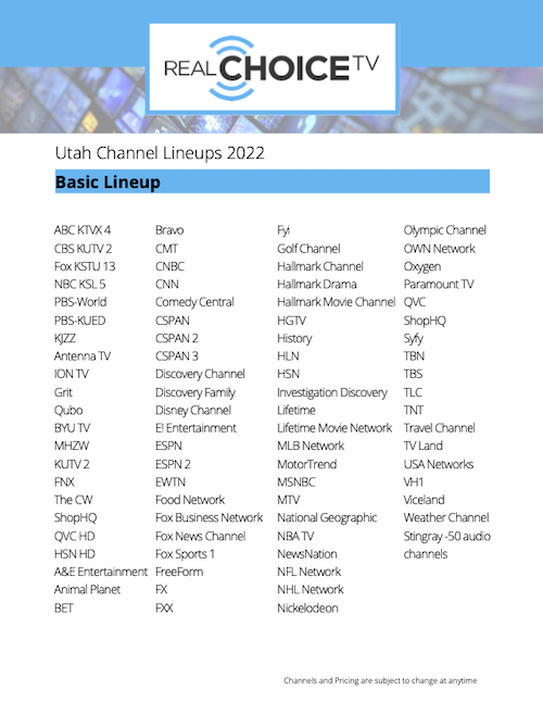2022 Real Choice TV - Utah Channel Lineup